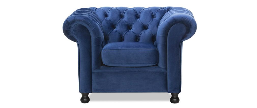 sillón chesterfield azul terciopelo 